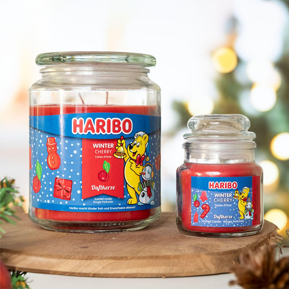 DUFTKERZE Haribo - Rot, Naturmaterialien/Glas (13cm)