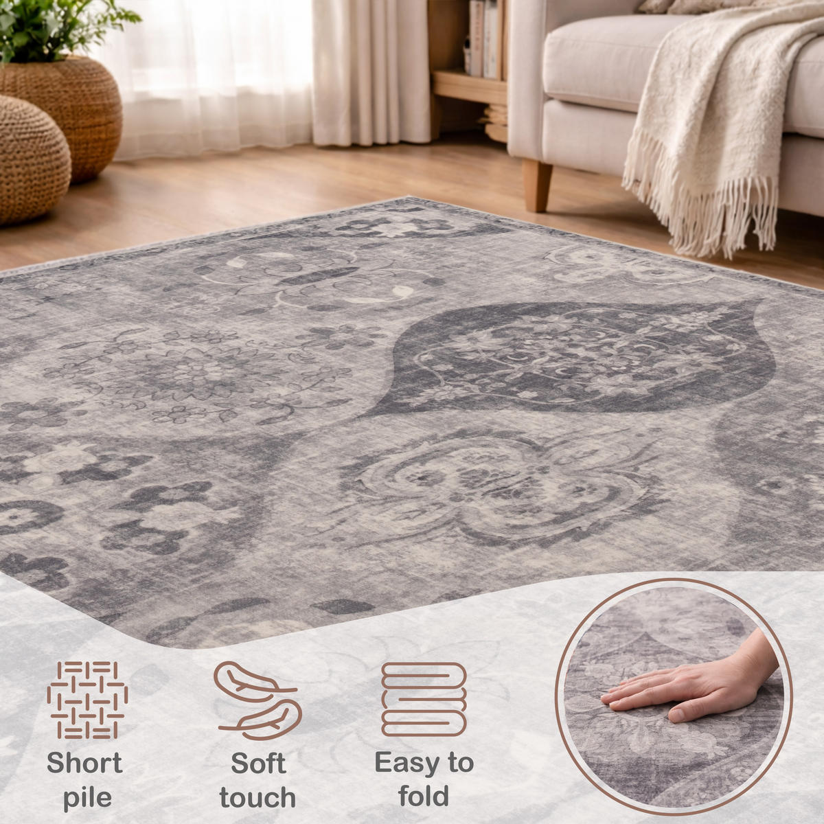 KURZFLORTEPPICH 160/220 cm Semer 421 - Grau, Textil (160/220cm) - Paco Home
