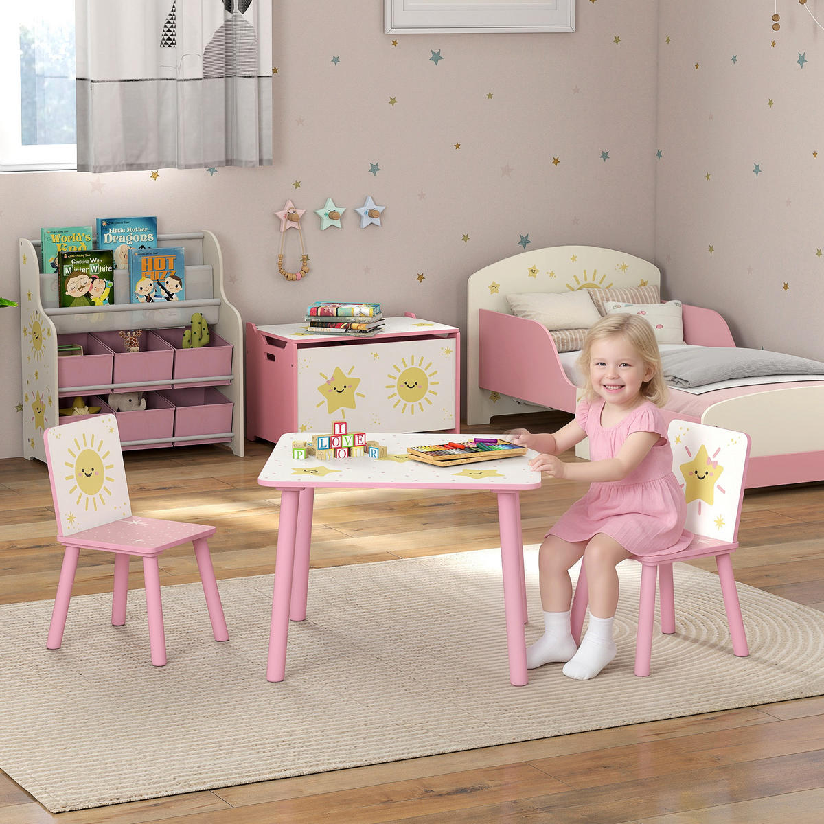 KINDERSITZGRUPPE DE-17534 mit Sternenmotiv, 60x60 cm Rosa - Pink, Holzwerkstoff (60/44/60cm) - ComfortXL