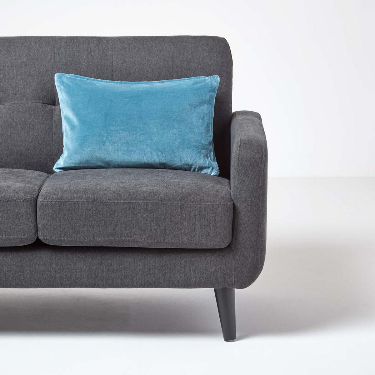 KISSENHÜLLE Baumwollsamt blau 30/50 cm - Blau, Textil (30/50cm) - Homescapes