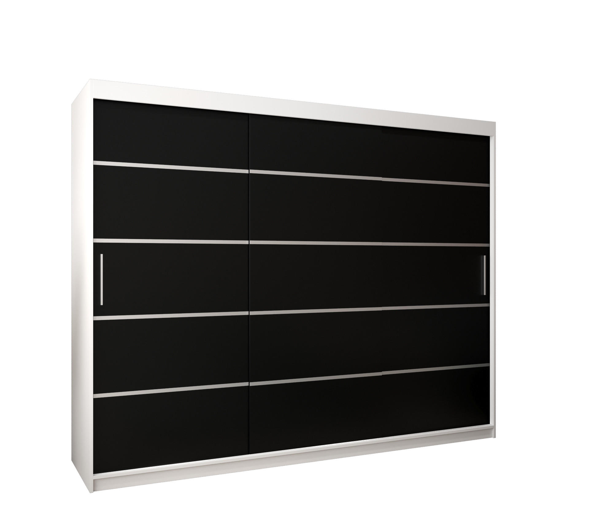 MÖBEL KRYSPOL SCHWEBETÜRENSCHRANK Weiß, Schwarz, Silber 250cm × 62cm × 200cm