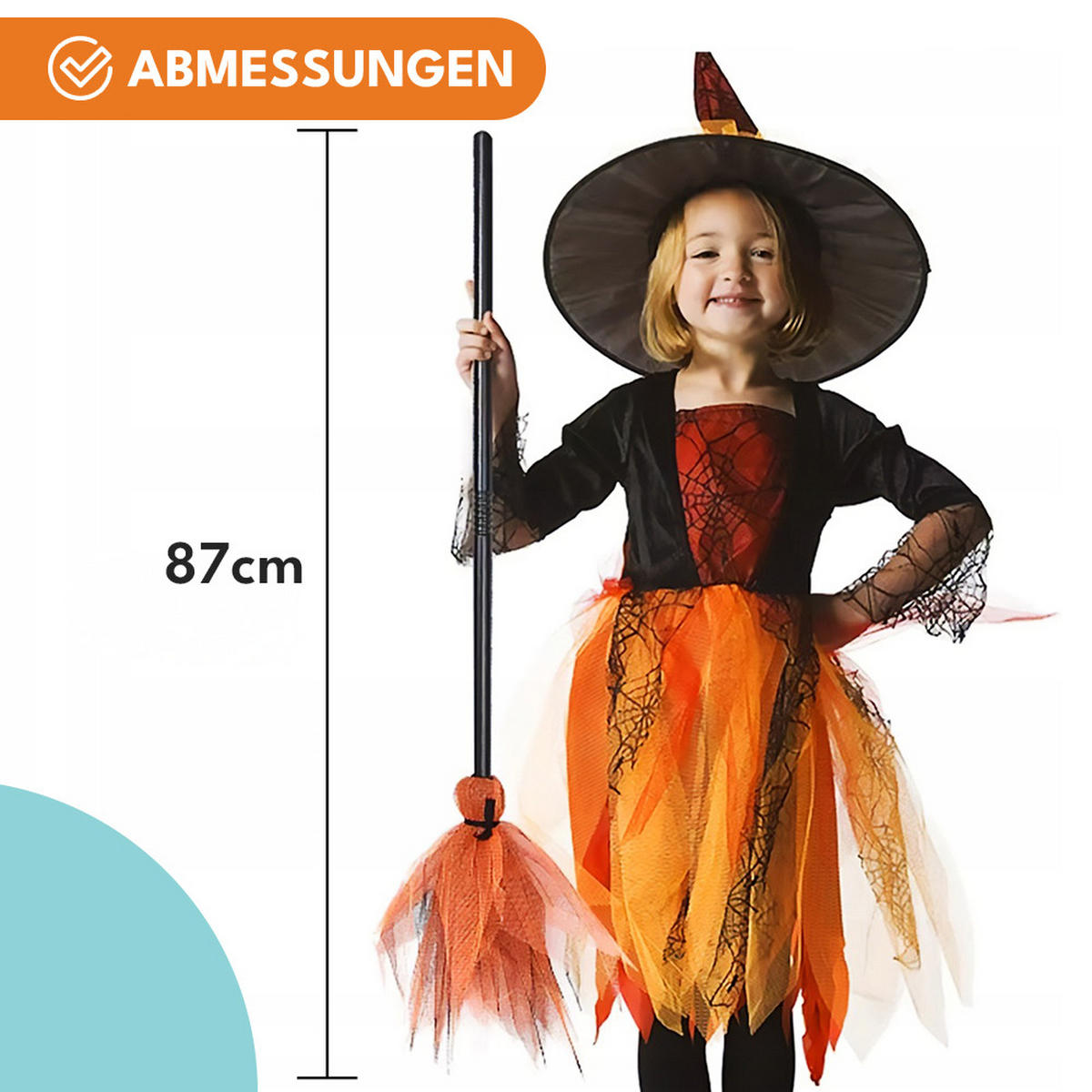 HEXENBESEN Halloween Orange - Orange, Kunststoff (87/4/87cm) - KRUMAD