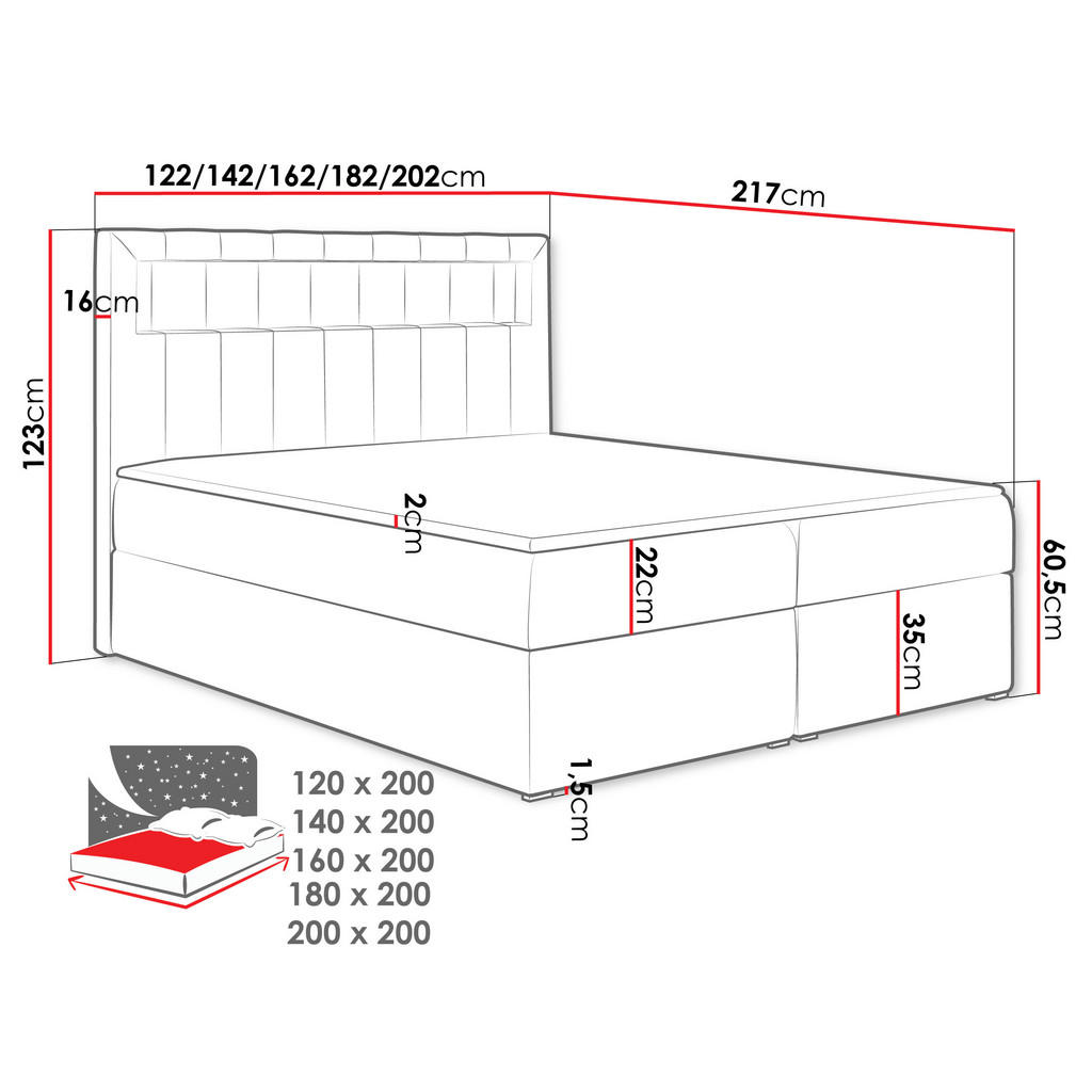 Thumbnail - Mirjan24 Boxbett, Grün, Textil, H3, Höhe ca. 22 cm, Rechteckig, 120x200 cm, Schlafzimmer, Betten, Boxspringbetten