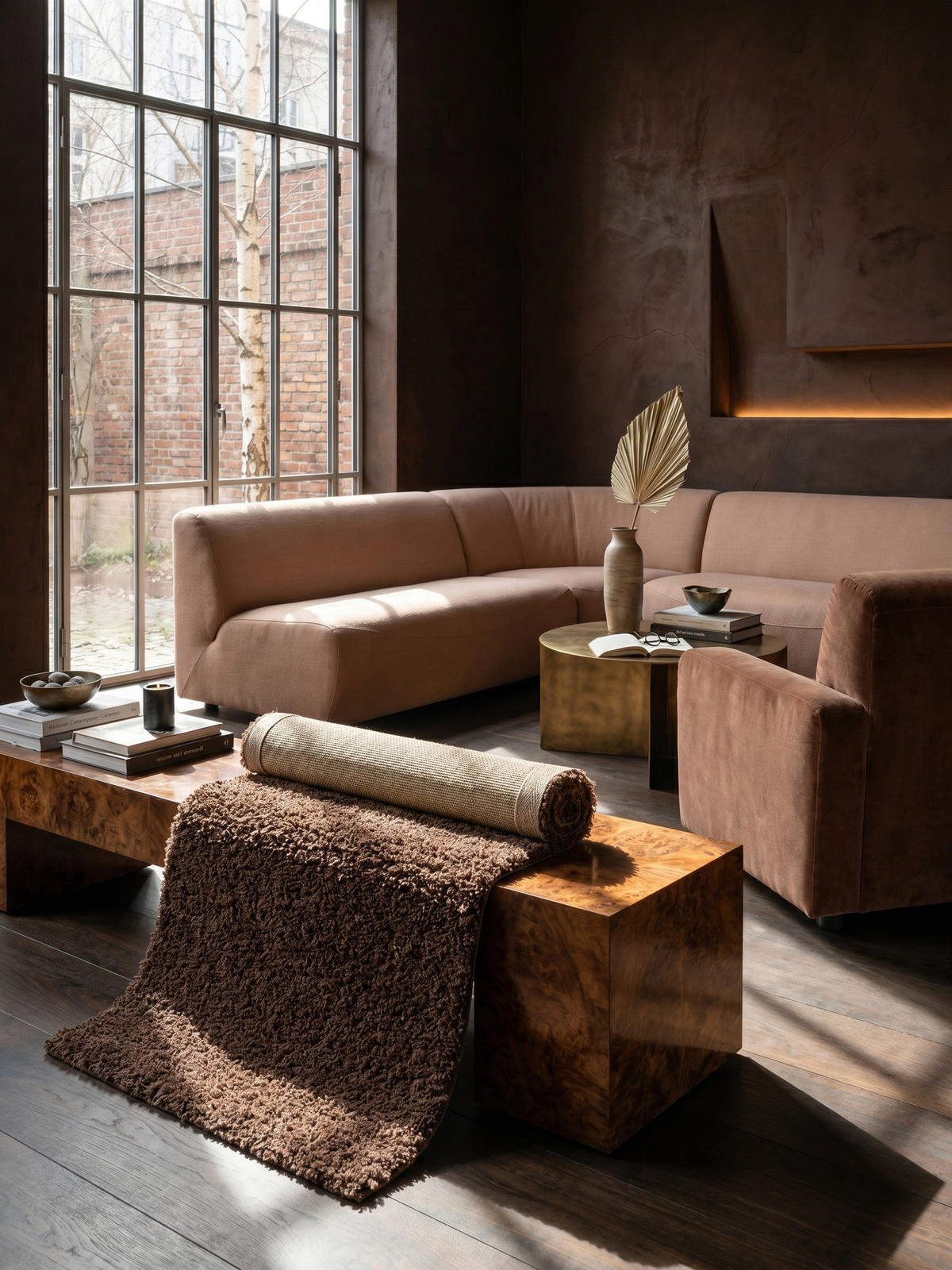 TEPPICH Wohnzimmer Hochflor Einfarbig Weich Flauschig Waschbar Läufer Braun 80x250 cm – RHEIN - Braun, Textil (250/80cm) - KADIMA DESIGN