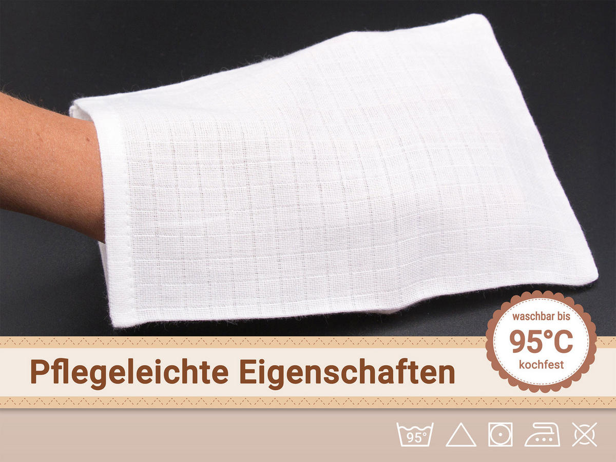 WASCHHANDSCHUH, 10er-Set, 17x22 cm, 100% Baumwolle, Weiß - Weiß, Textil (17/22cm) - Zollner