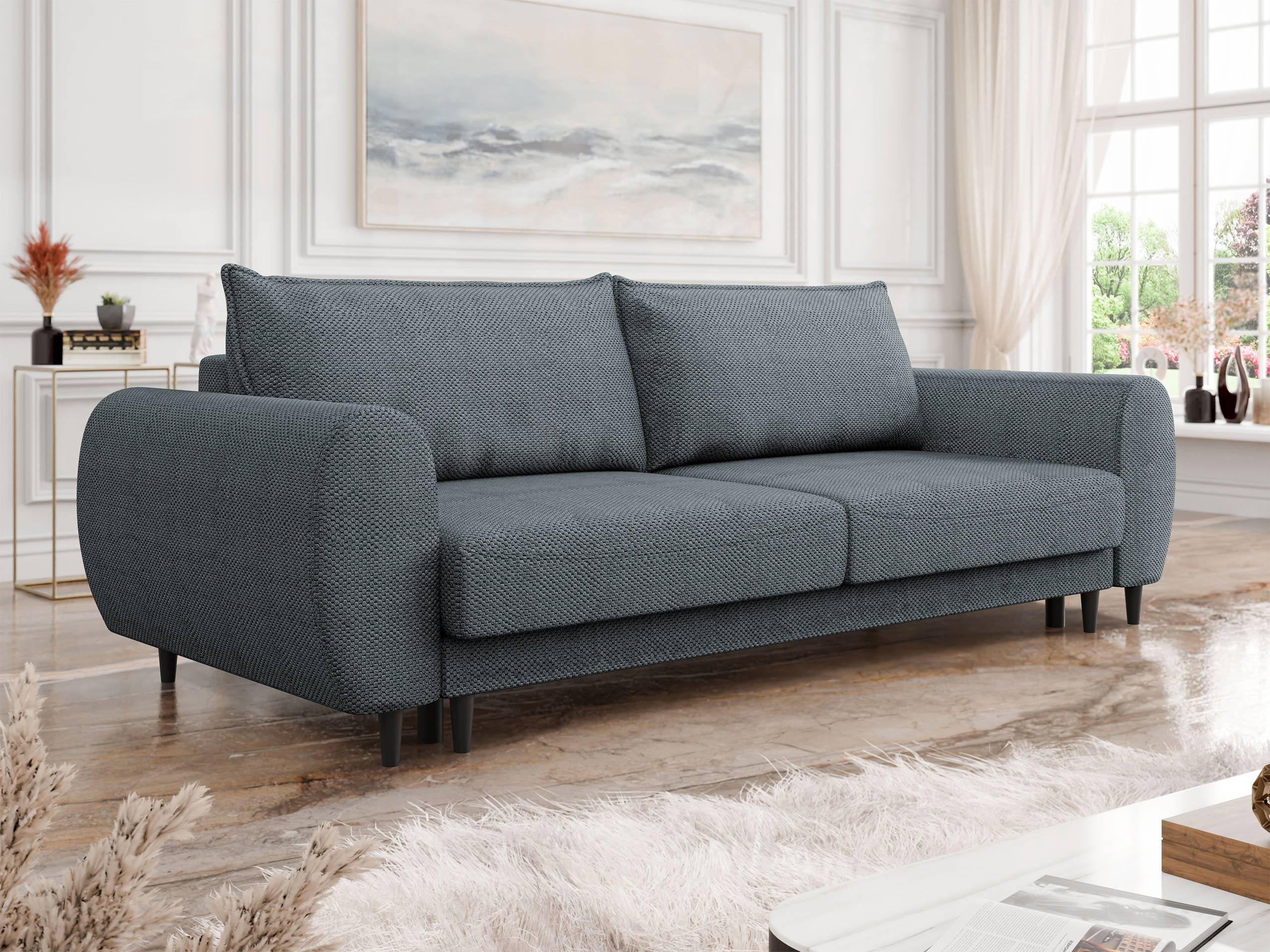 SCHLAFSOFA Sonia - Dunkelgrau/Schwarz, Holz/Textil (251/76/95cm) - MIRJAN24