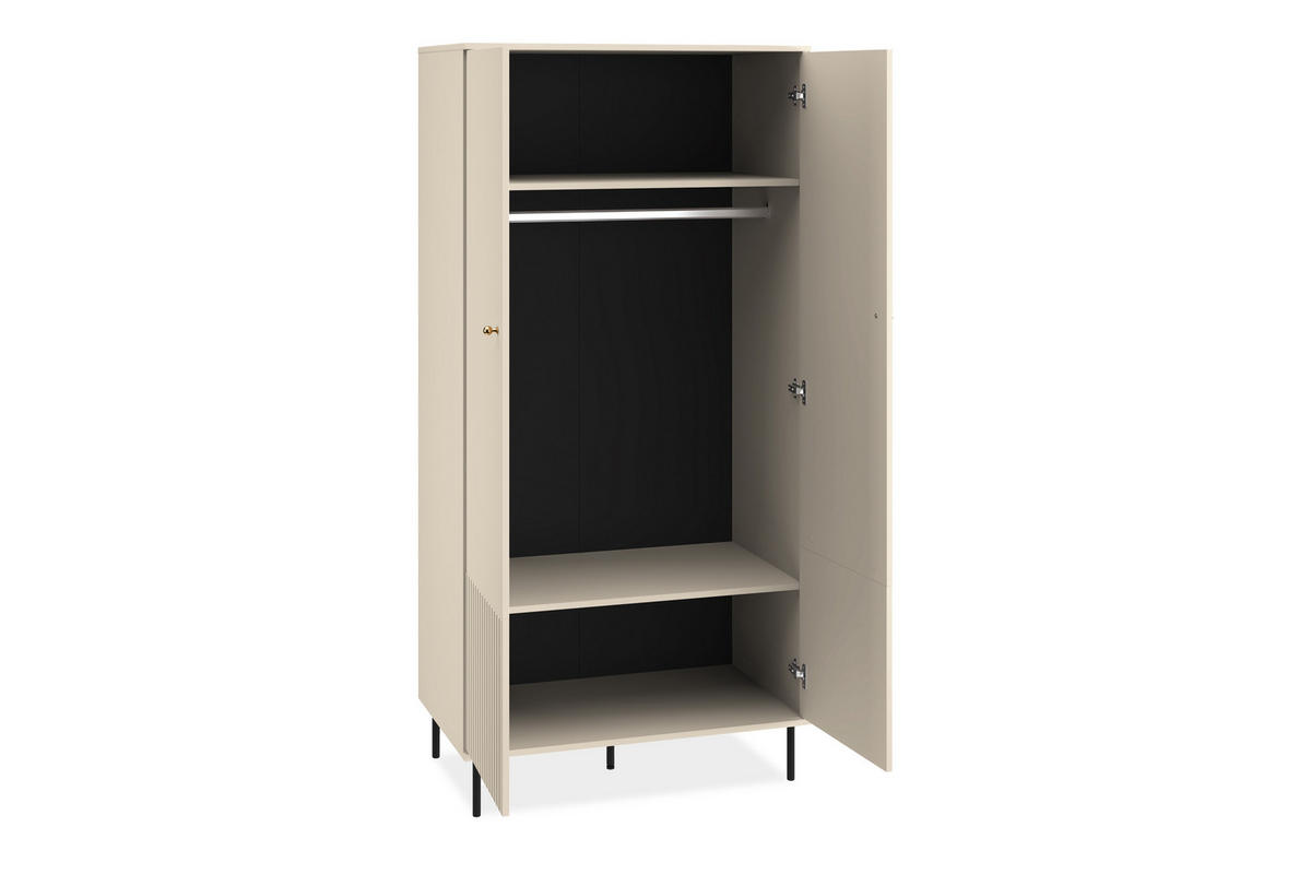 KLEIDERSCHRANK DROMA mit Stange, Creme - Creme, Holz (92/190/53cm) - KONSIMO®
