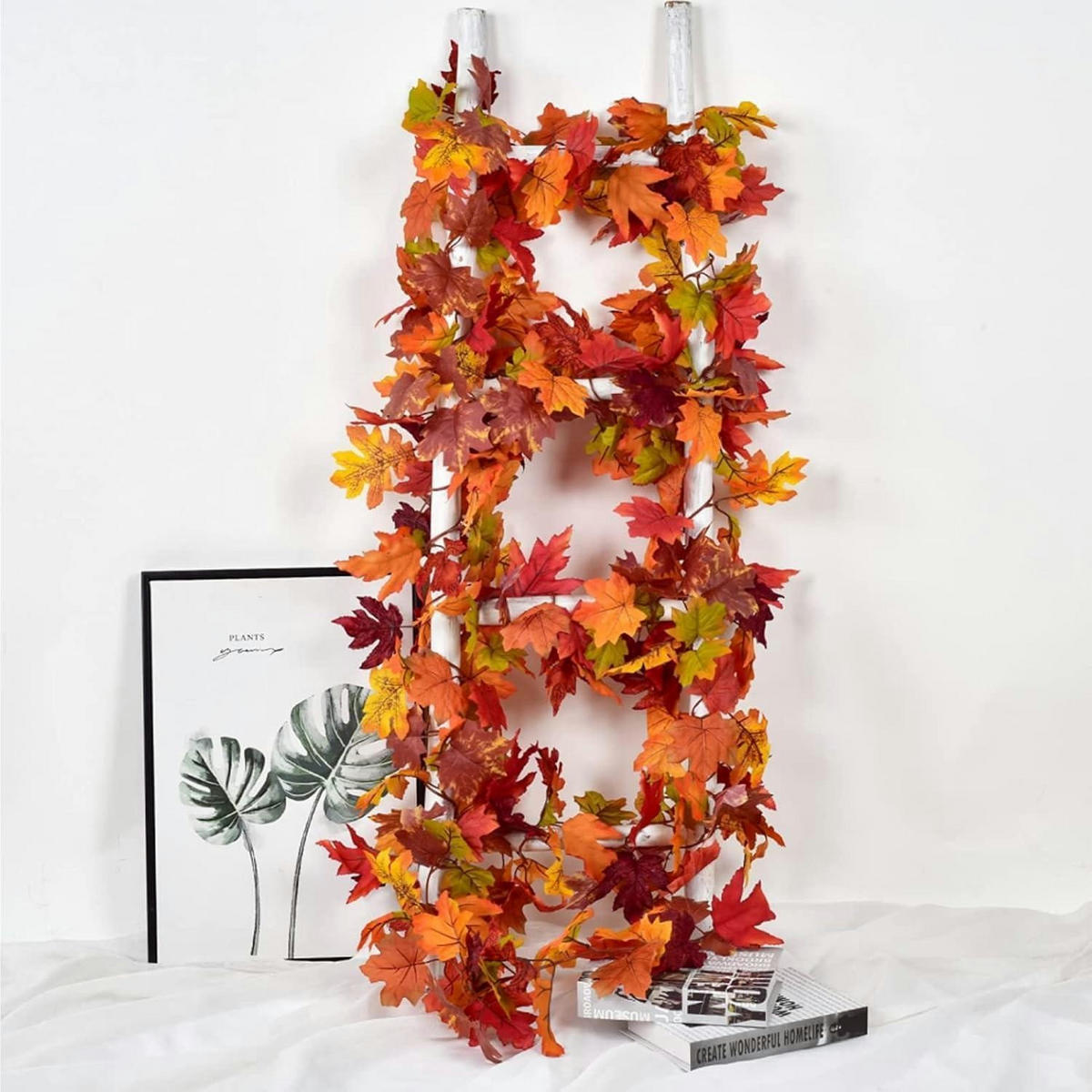 GIRLANDE 2-teiliges Set Künstliche Ahornblätter 360 cm - Multicolor, Kunststoff (21cm)