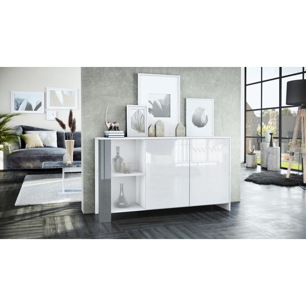 Thumbnail - Vladon Sideboard, Grau, Holzwerkstoff, 143x81x36 cm, Wohnzimmer, Kommoden & Sideboards, Sideboards