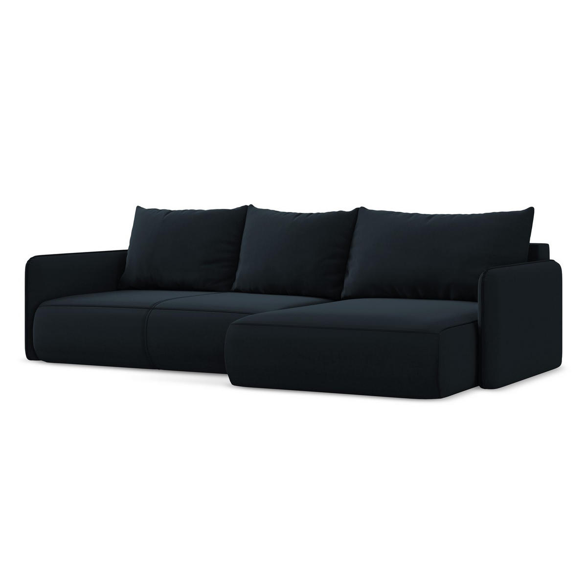 ECKSOFA mit Schlaffunktion Samt Stoff Blau - Blau/Schwarz, Kunststoff/Textil (240/148cm) - LaMiaSofa