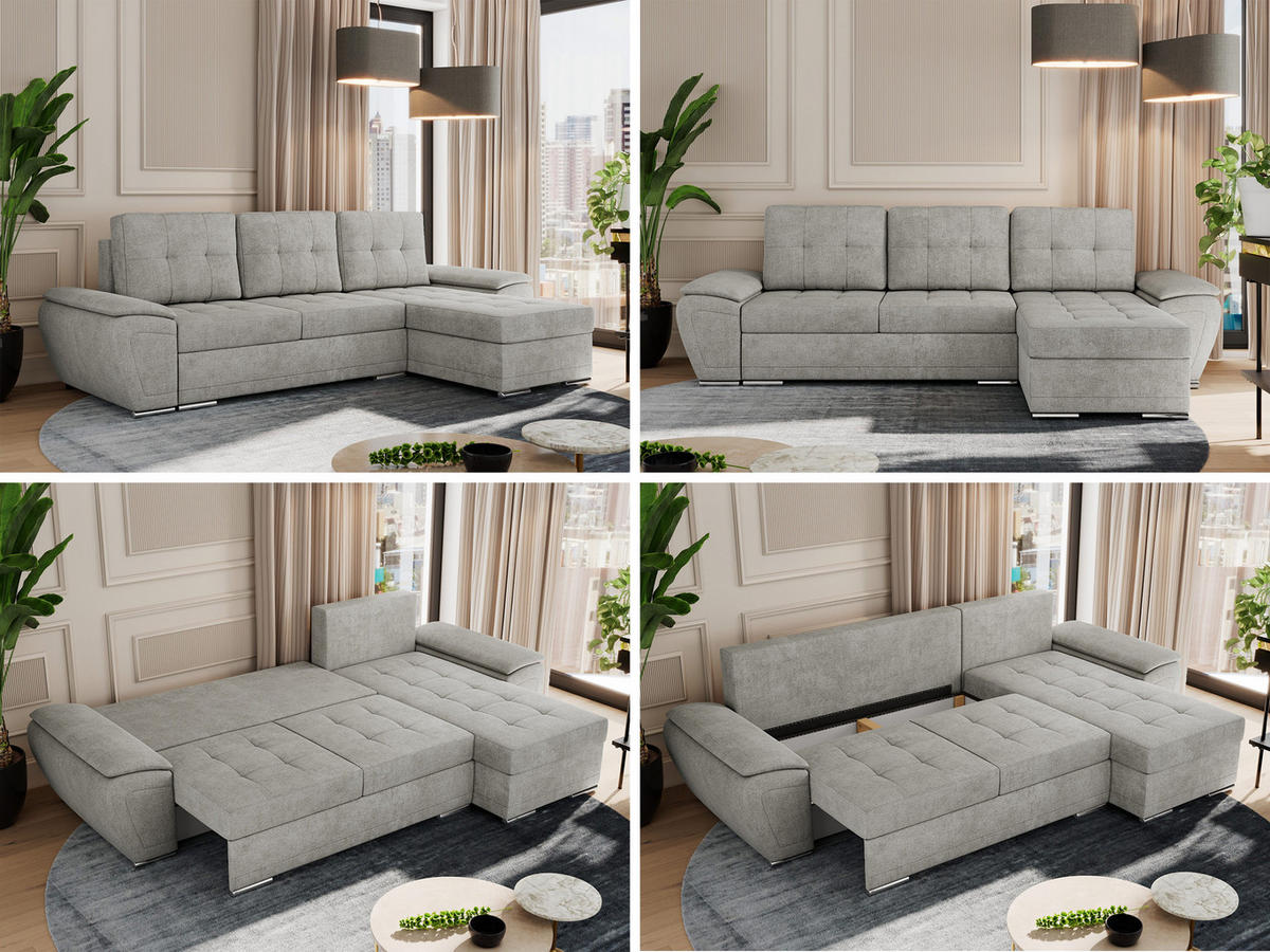 ECKSOFA UMBRIA L Hellgrau Stukture - Hellgrau/Grau, Textil (271/157cm) - MKS