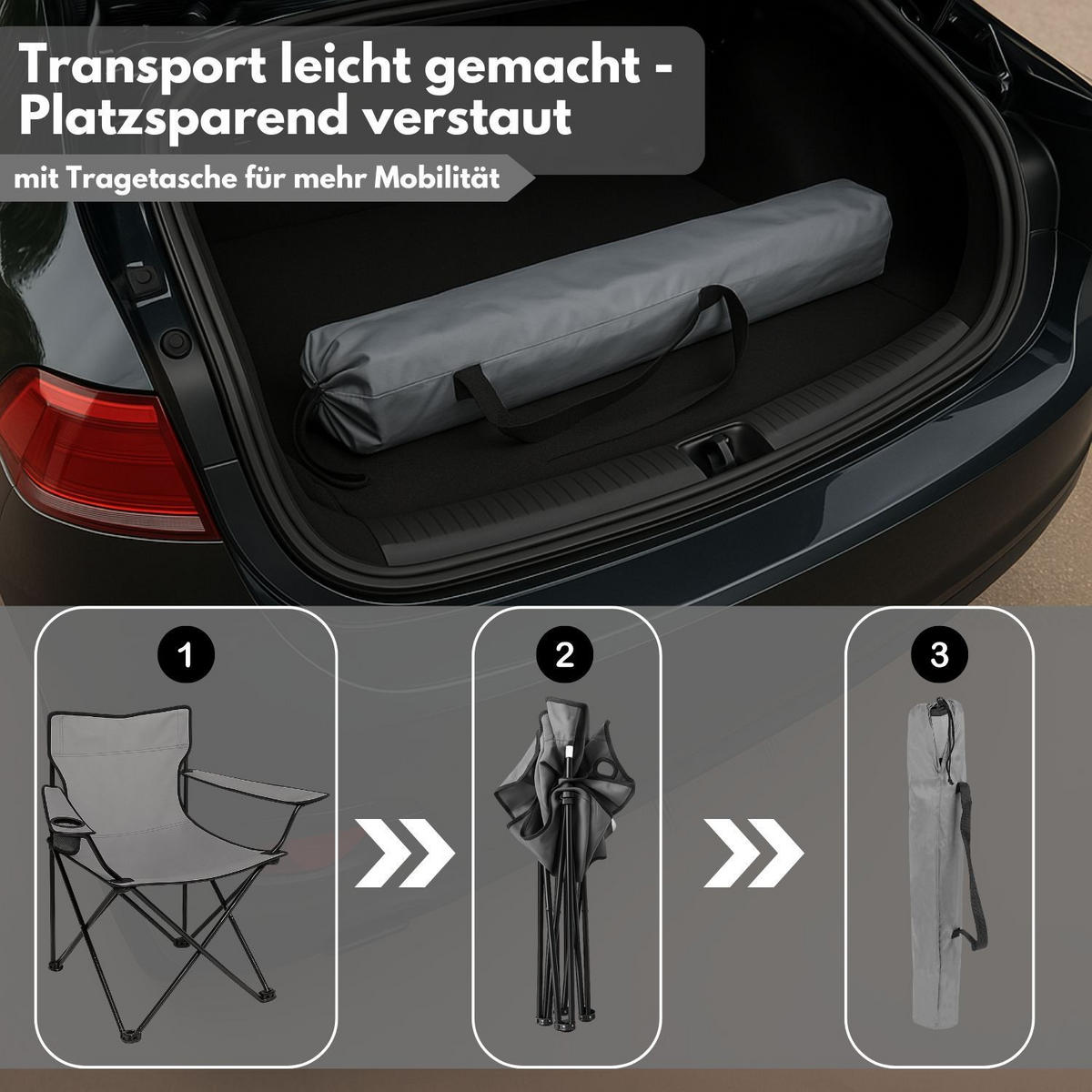 CAMPINGSTUHL FALTBAR in Grau - Grau, Metall (50/80/50cm) - Coemo