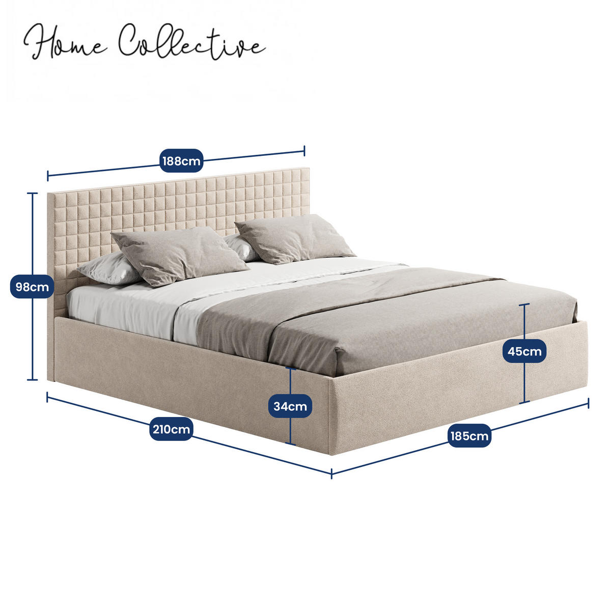 POLSTERBETT VARDO-Stoff H2 Matratze 180x200 cm in Beige - Beige, Textil (180/200cm) - Home Collective