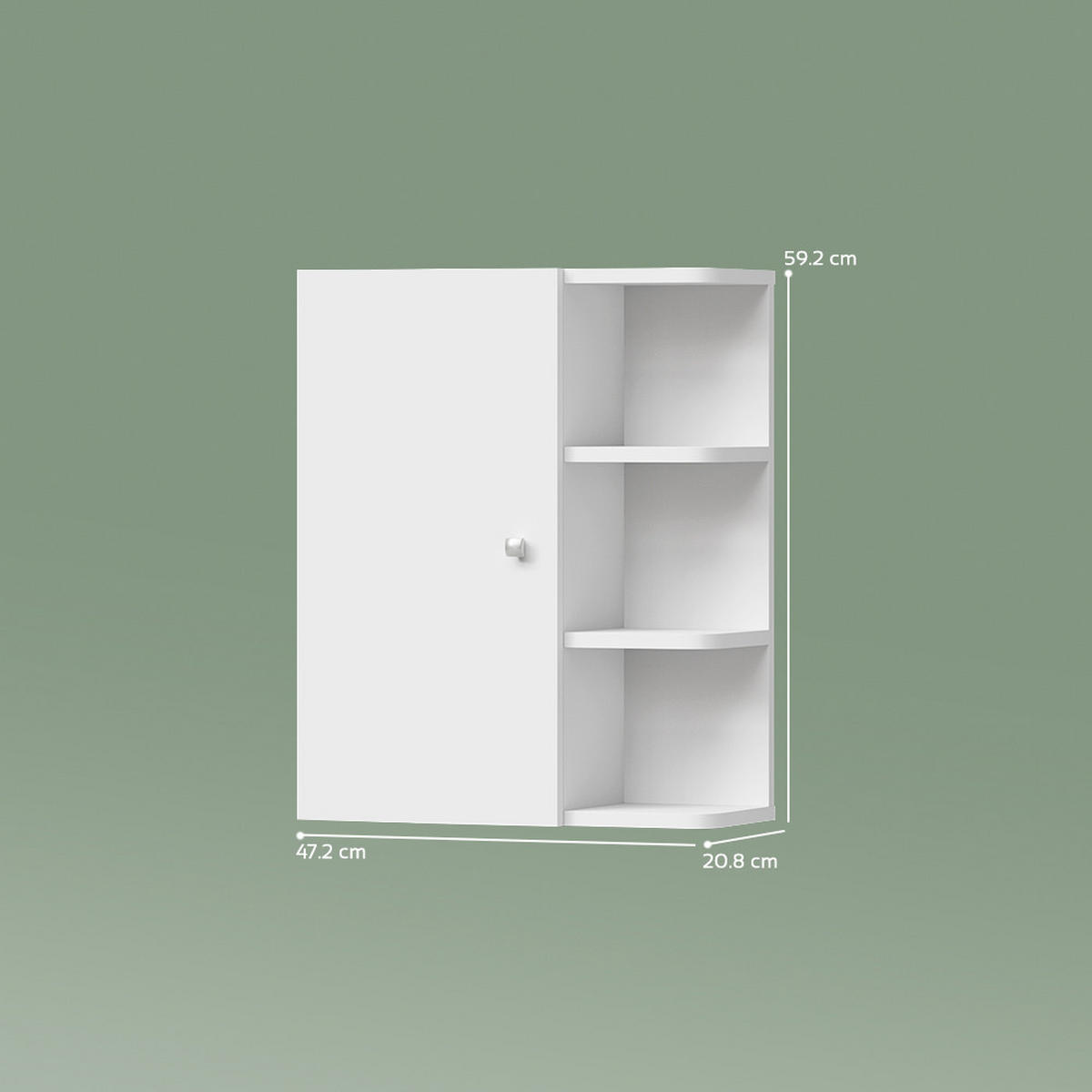 BADSCHRANK Fucino Weiß 47.2 x 59.2 cm - Weiß, Holzwerkstoff (47.2/59.2/20.8cm) - Livinity®