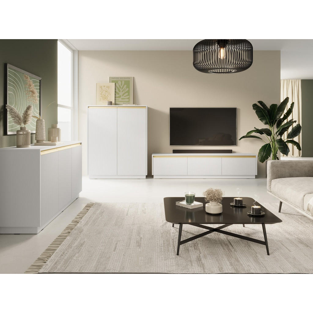 Thumbnail - Bettso Kommode, Weiß, Weiß, Weiß, Holzwerkstoff, 6 Fächer, 1 Schubladen, 154x72x39 cm, Wohnzimmer, Kommoden & Sideboards...