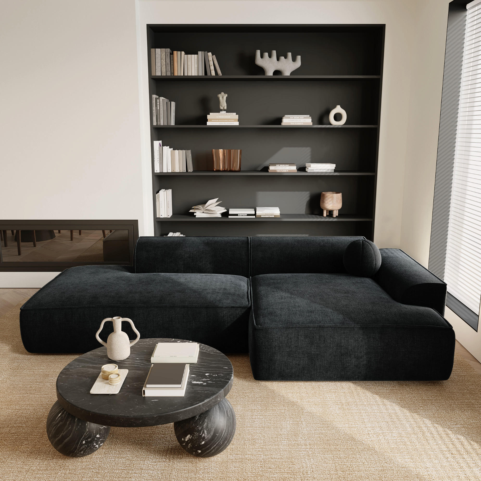 Thumbnail - Sia Home Ecksofa, Anthrazit, Textil, 4-Sitzer, L-Form, Ottomane rechts, 260x155 cm, Wohnzimmer, Sofas & Couches, Wohnlan...