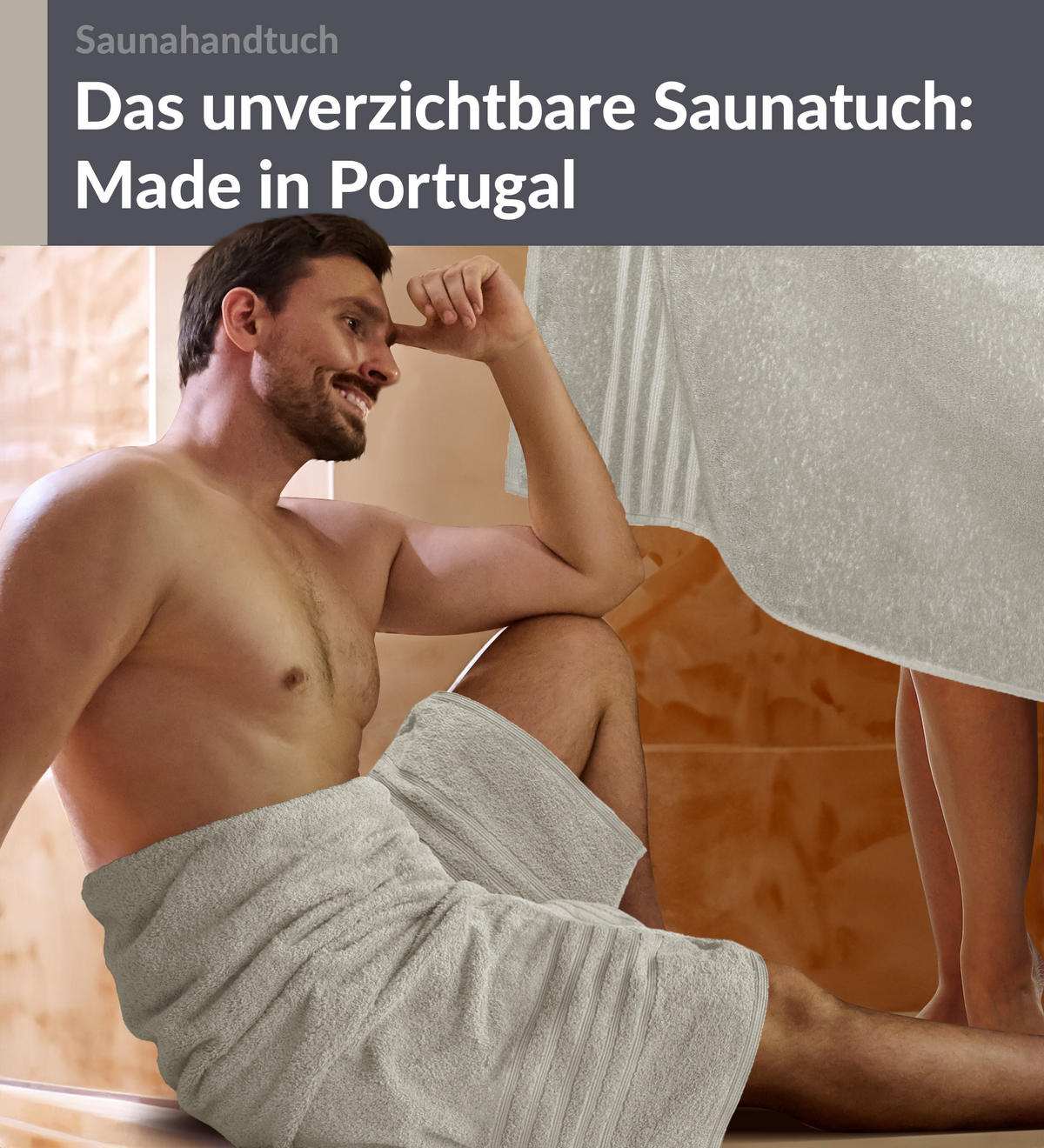 SAUNATUCH 80x200 cm 2er Set London Kiesel Grau - Sandfarben, Textil (80/200cm) - Lashuma