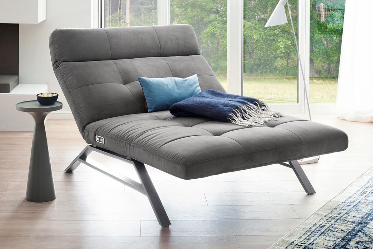 LIEGE AMERIVA Grau Velvet - Silberfarben/Grau, Textil (120/110/158cm) - KAWOLA