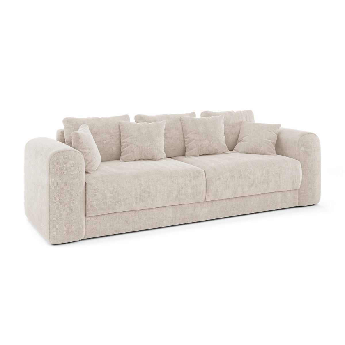 SCHLAFSOFA mit Stauraum in Nussbaum RIO Köpergewebe Creme 250cm - Creme, Textil (250/90/95cm) - Sia Home