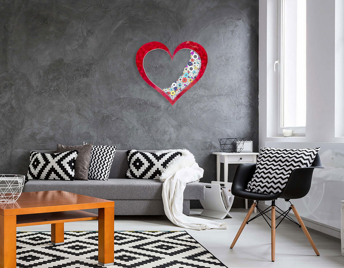 WANDDEKO Rot 100/91 cm - Rot, Metall (4.81/91/3cm) - KUNSTLOFT