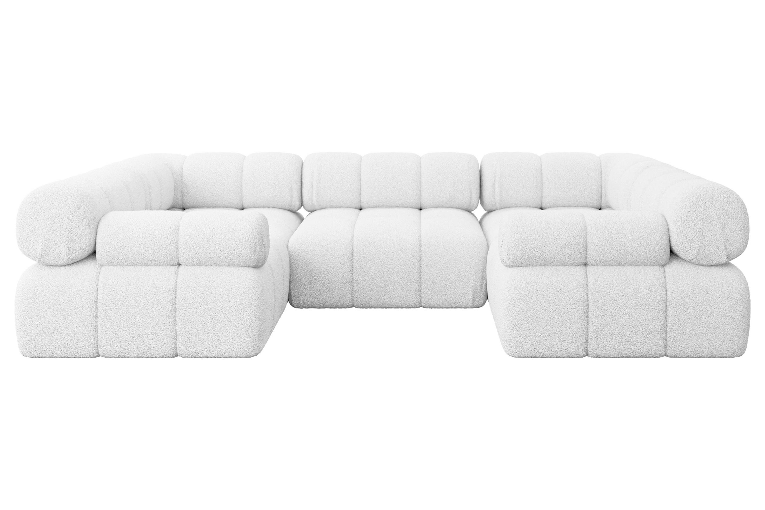 WOHNLANDSCHAFT modulares Sofa Birno-U1 - 285x190x70 cm Weiß Bouclé - Weiß, Holzwerkstoff/Textil (285/70/190cm) - ALTDECOR