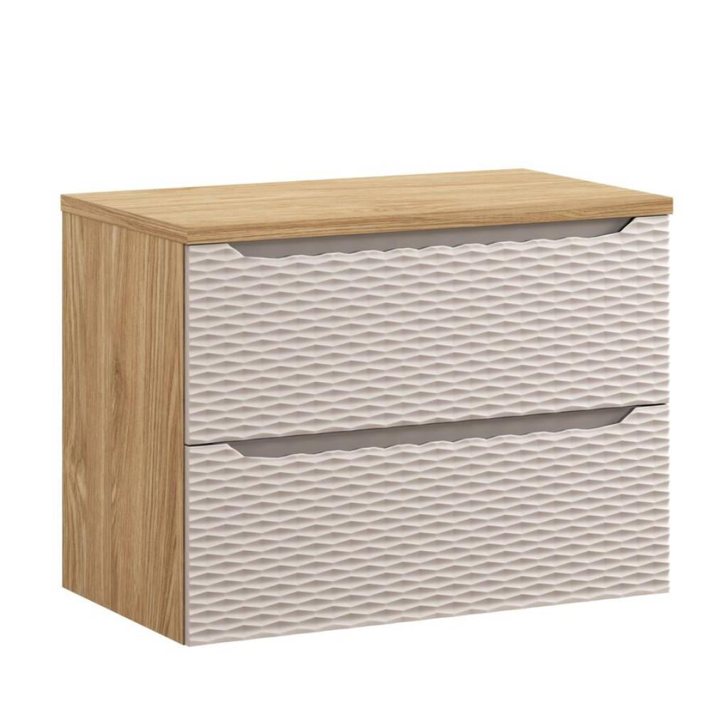 WASCHBECKENUNTERSCHRANK 80 cm 2 Teile - Ocean Beige O BM442 in Beige / Geölter Eiche - Beige, Holz (80/57/46cm)