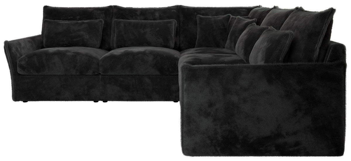 ECKSOFA VERSO L Dunkelgrau Plüsch - Dunkelgrau/Schwarz, Kunststoff/Textil (270/270cm) - MKS