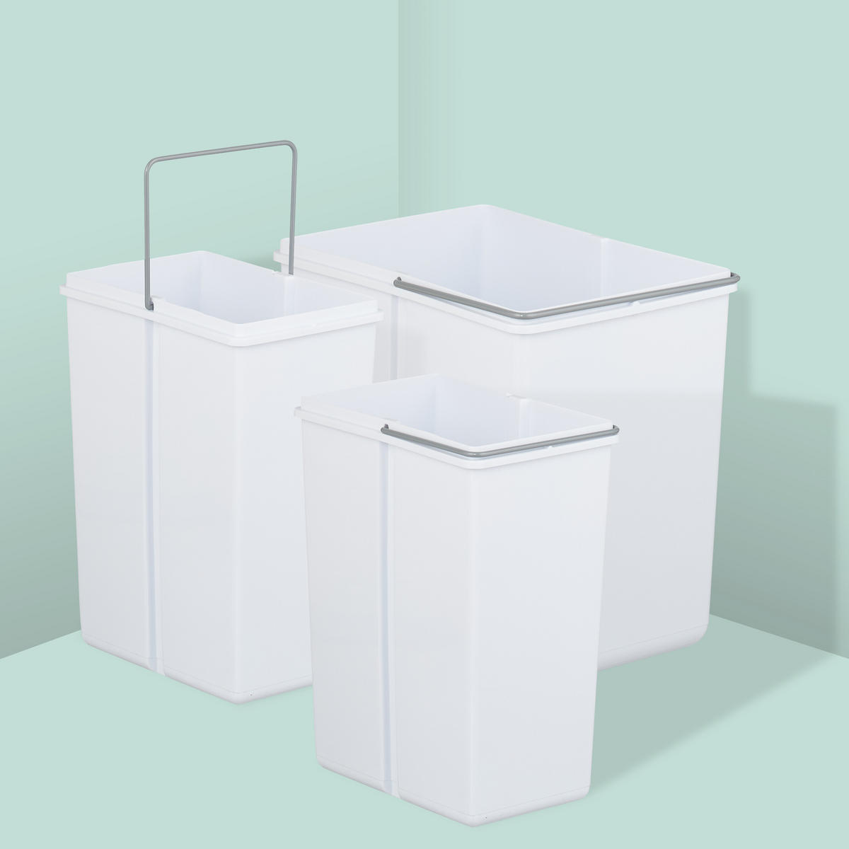 EINBAUMÜLLEIMER - Weiß, Kunststoff/Metall (34.3/35.1/48cm) - Relaxdays