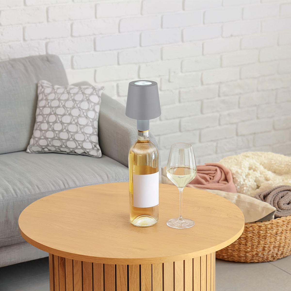 LED TISCHLEUCHTE YARA Grau - Grau, Kunststoff (10.5/10.5/14cm) - Globo Lighting