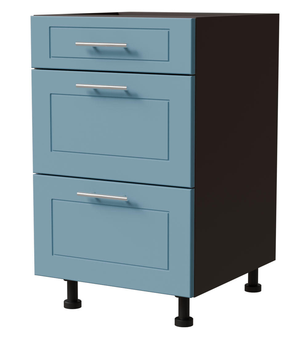 SCHUBLADENUNTERSCHRANK Bari D3/50 Lava / RAL 5024 pastellblau 50 / 50 / 82cm REJS Vollauszug - Blau/Dunkelgrau, Holz/Holzwerkstoff (50/82/50cm) - Feldmann-Wohnen