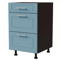 SCHUBLADENUNTERSCHRANK Bari D3/50 Lava / RAL 5024 pastellblau 50 / 50 / 82cm REJS Vollauszug - Blau/Dunkelgrau, Holz/Holzwerkstoff (50/82/50cm) - Feldmann-Wohnen