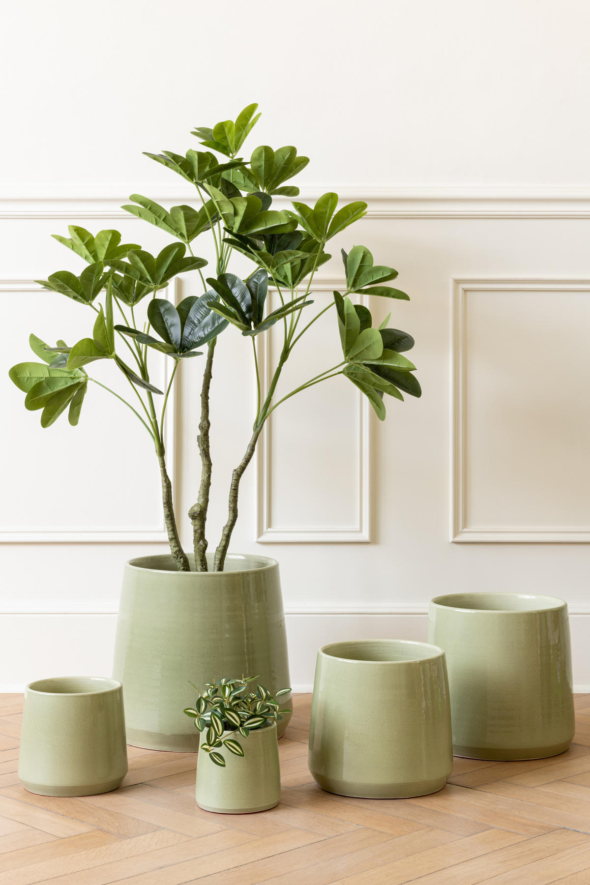BLUMENTOPF RUND - Töpferei - Grün - XS - 2er set - Ø 13,5 cm - Grün, Keramik (13.5/13cm) - J-Line