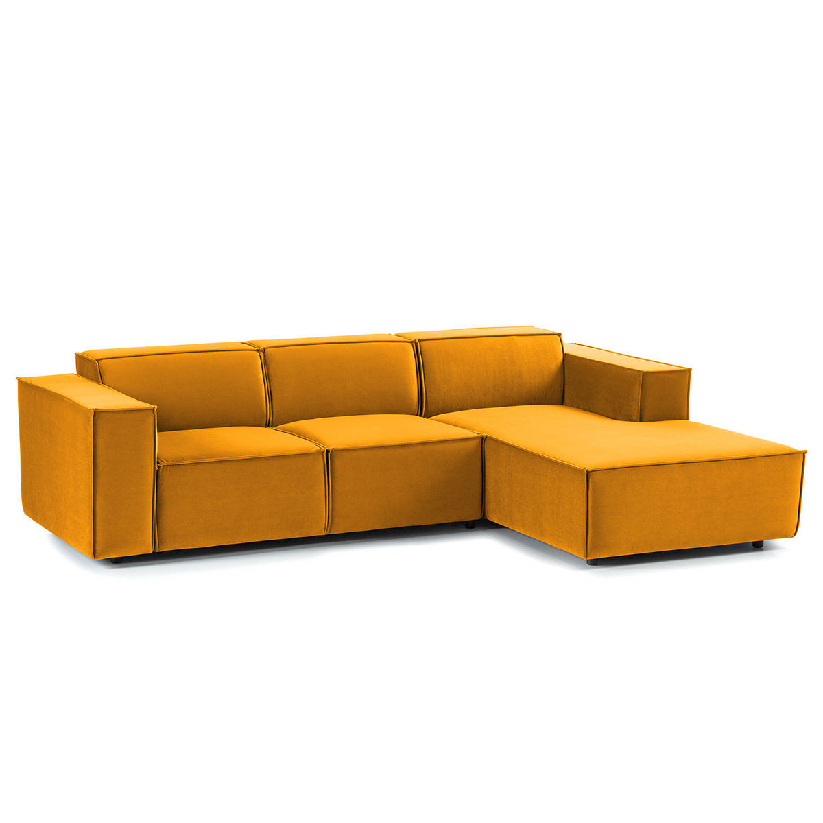 ECKSOFA mit Longchair - Gelb/Schwarz, Kunststoff/Textil (260/177cm) - home24