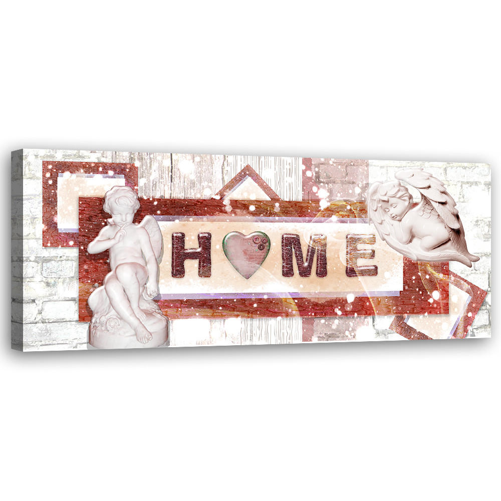 WANDBILD roter schriftzug home - Weiß, Textil (90/30cm) - Feeby