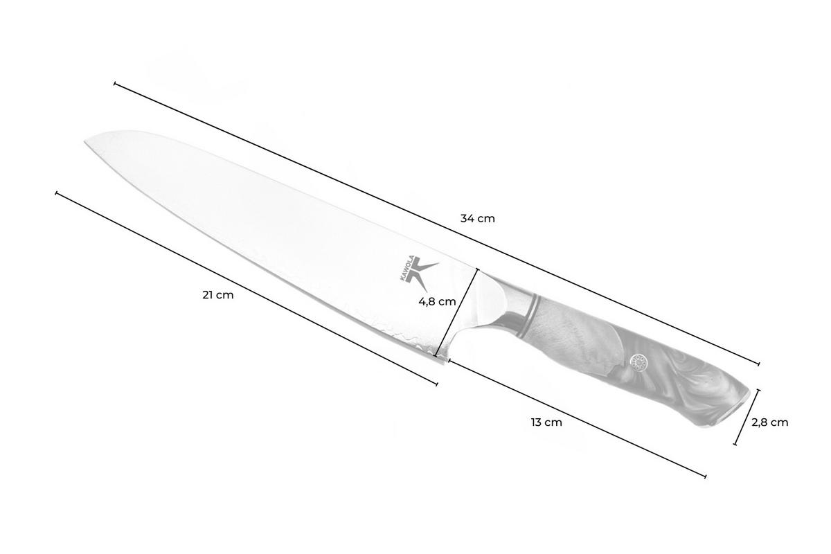 KÜCHENMESSER DUMA silber Damaststahl - Silberfarben, Metall (34cm) - KAWOLA