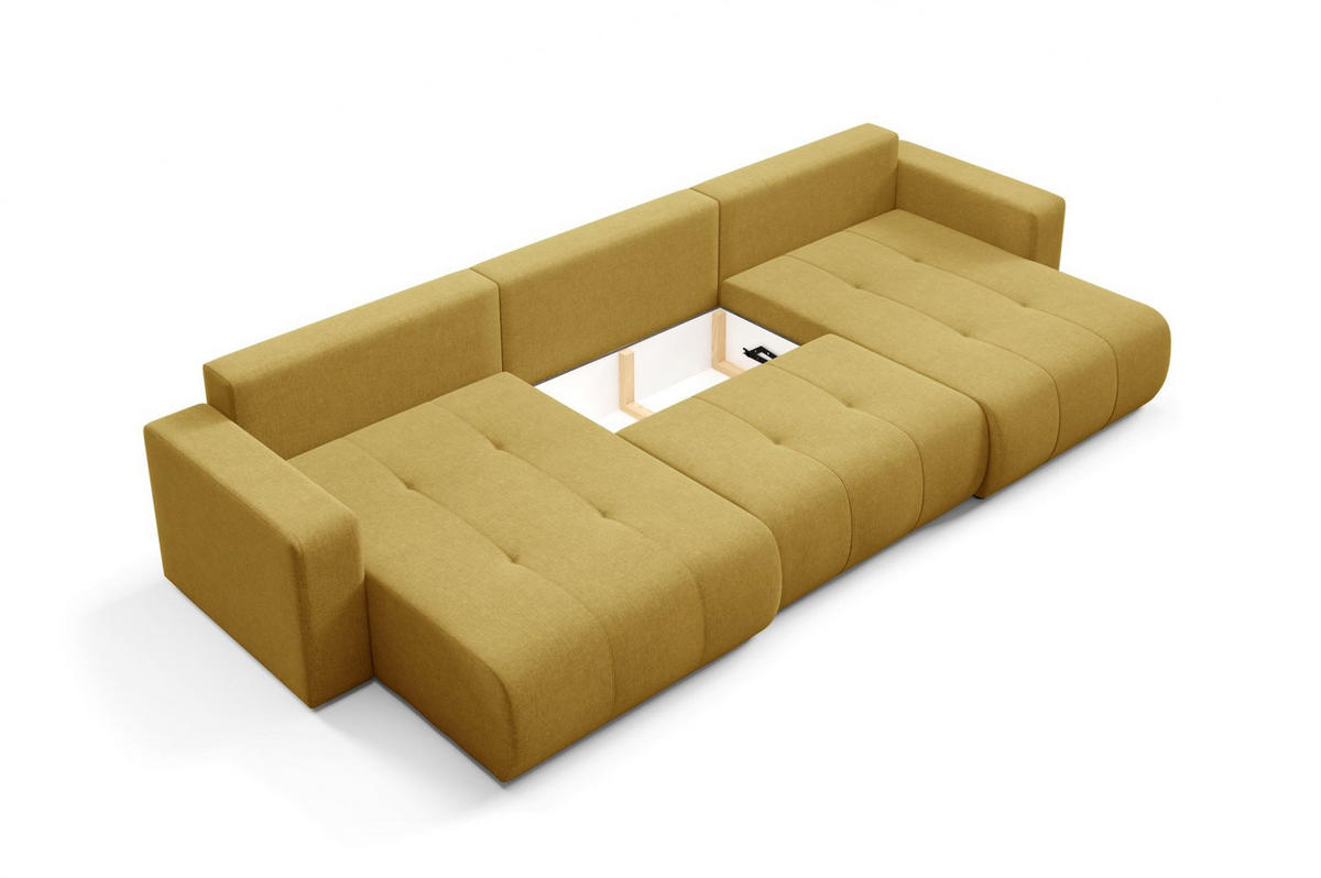 WOHNLANDSCHAFT Augusto - Gelb, Holzwerkstoff/Textil (344/82/149cm) - Fun Möbel