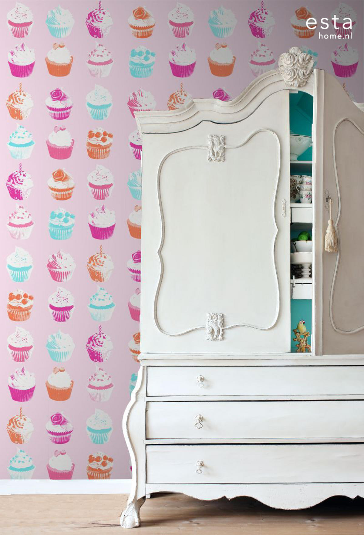 XXL-VLIESTAPETE Cupcakes 50 x 900 cm - Pink, Papier (50/0.1cm) - ESTAhome