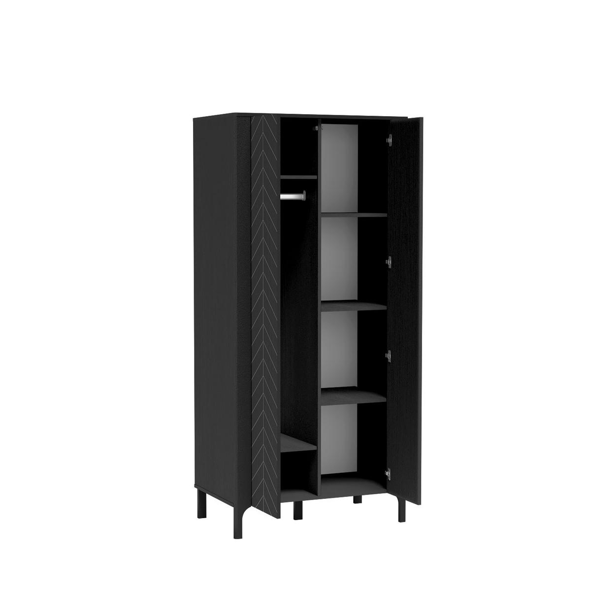 KLEIDERSCHRANK Malumi MM-7 90 x 197 x 54,5 cm Schwarz Paintflow - Schwarz, Holzwerkstoff (90/197/54.5cm)