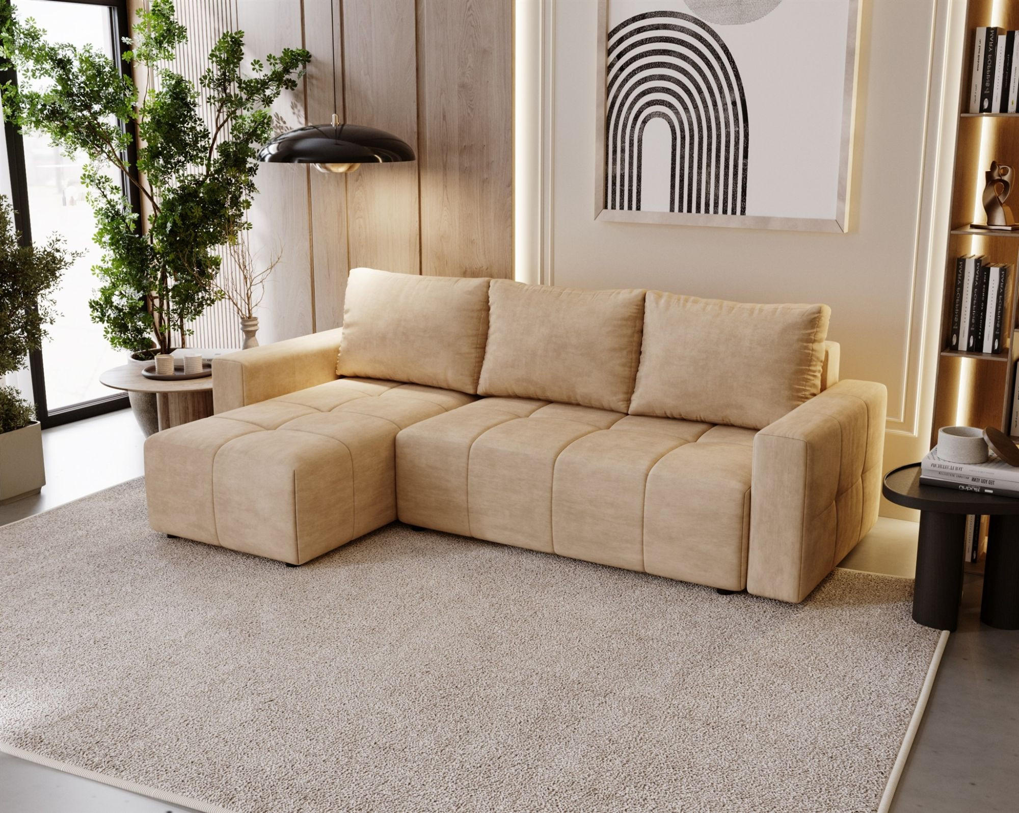 ECKSOFA Noha In Paros - Beige, Holzwerkstoff/Textil (231/142cm) - Fun Möbel