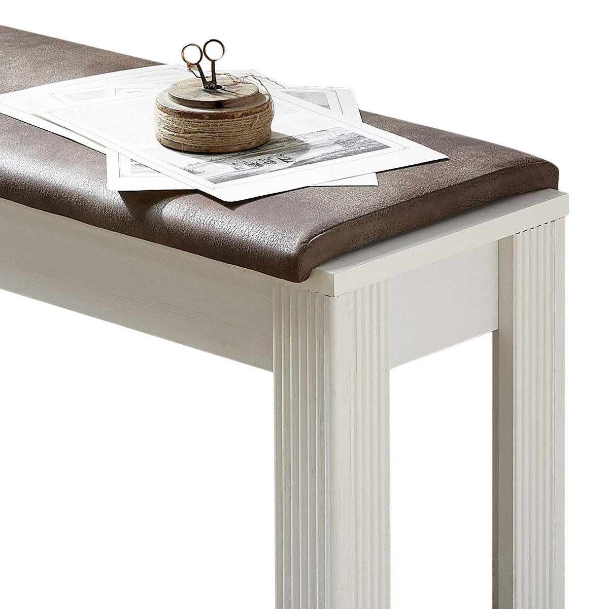 SITZBANK - MDF - Weiß, Holzwerkstoff (126/48/41cm) - home24