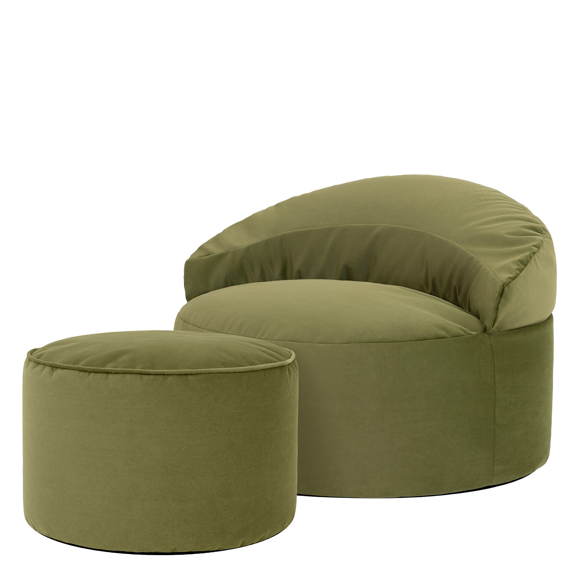 SITZSACK mit rundem Hocker Orb - Olivgrün, Textil (86/61/86cm) - icon