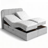 BOXSPRINGOVÁ POSTEL Romeo s elektrickým polohováním matrace, 140x200 cm, světle šedá - světle šedá, textil (140/200cm) - Beautysofa