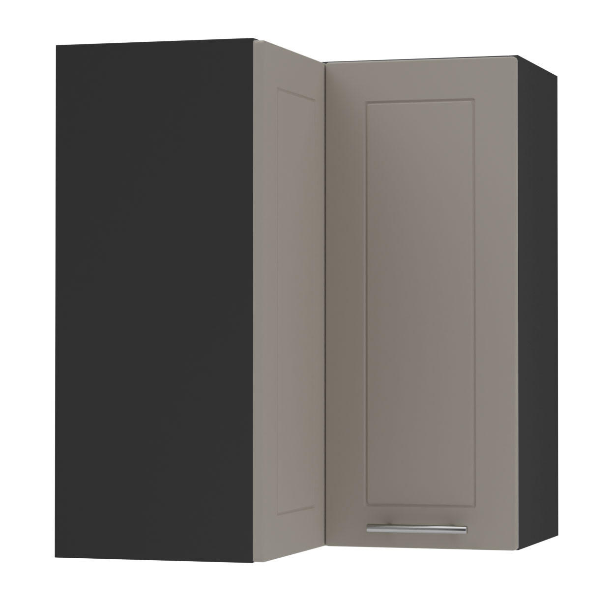 ECKHÄNGESCHRANK Kvantum W12/60 Beige Matt / Schwarz Matt 60 / 60 / 72cm - Beige/Schwarz, Holz/Holzwerkstoff (60/72/60cm) - Feldmann-Wohnen