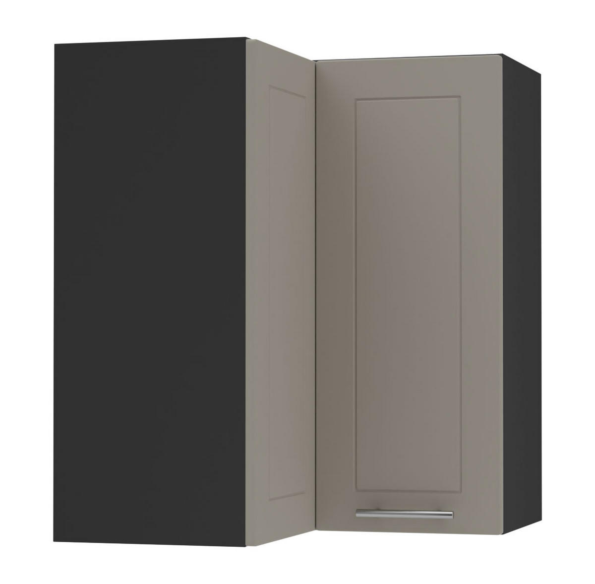 ECKHÄNGESCHRANK Kvantum W12/60 Beige Matt / Schwarz Matt 60 / 60 / 72cm - Beige/Schwarz, Holz/Holzwerkstoff (60/72/60cm) - Feldmann-Wohnen