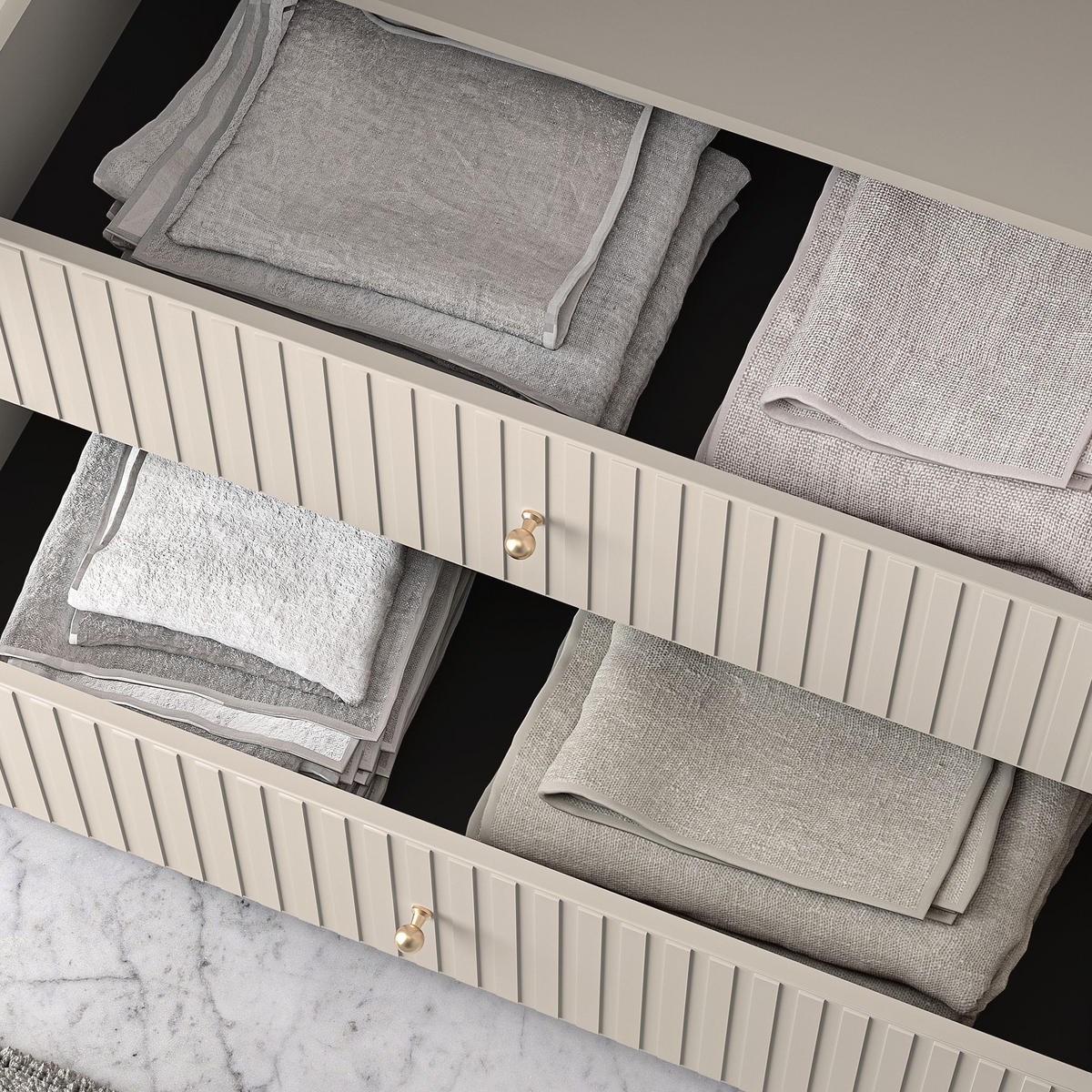 KLEIDERSCHRANK DROMA 4-Türig,Creme - Creme/Schwarz, Glas/Holzwerkstoff (200/210/55cm) - KONSIMO®