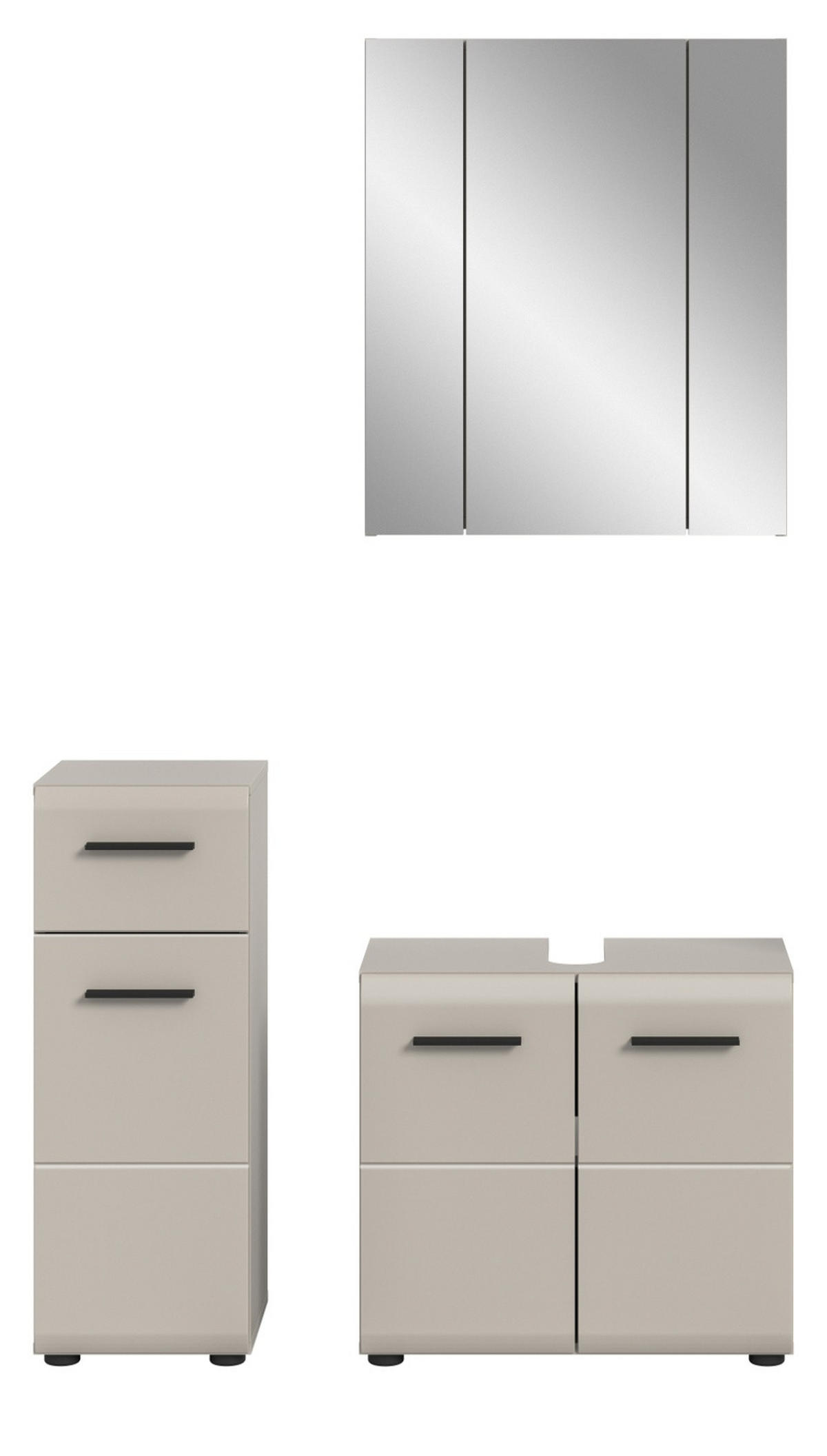 BADMÖBEL-SET Kaschmir 105 cm 3-teilig, Komplettset in modernem Design - Kaschmir/Schwarz, Glas/Holzwerkstoff (105/185/30cm) - Inn.Furn