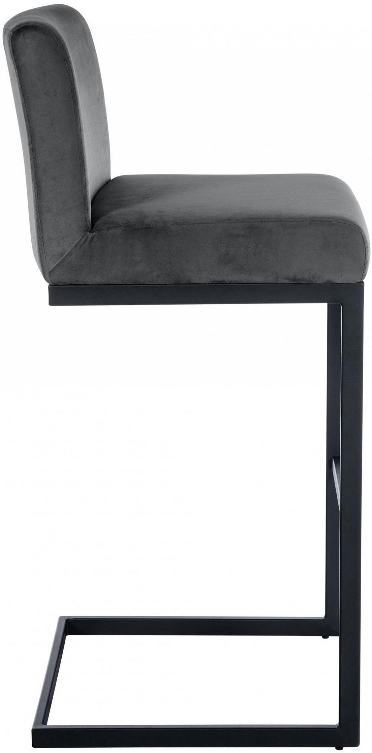 BARHOCKER Samt Dunkelgrau - Dunkelgrau/Schwarz, Textil/Metall (43/104/53cm) - CLP