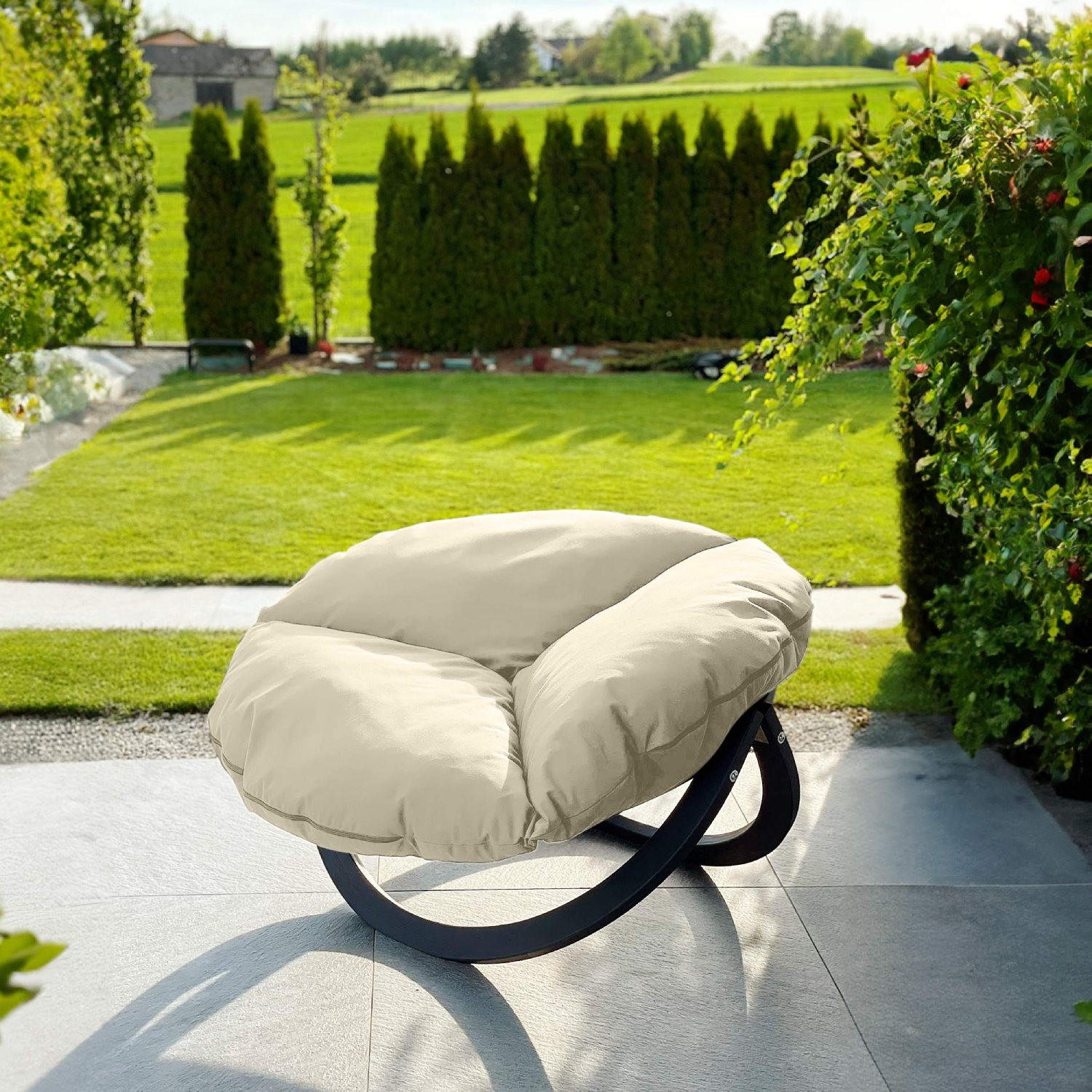 GARTENSESSEL GEKKO ,Creme|Anthrazit - Anthrazit/Creme, Holz/Textil (119/65/100cm) - KONSIMO®