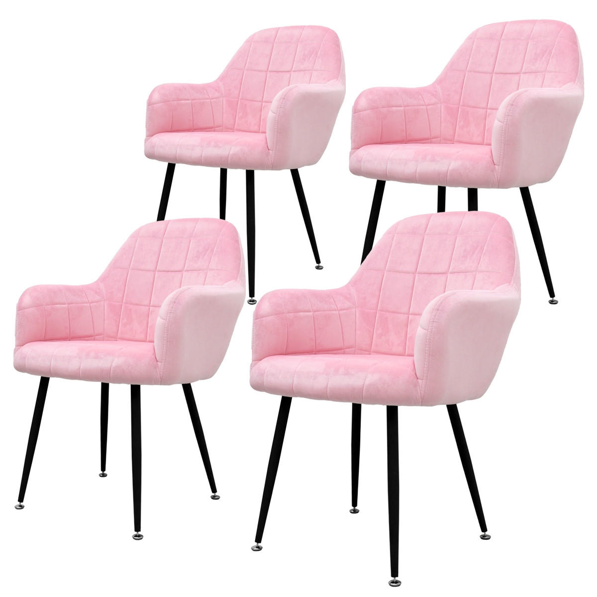 ESSZIMMERSTUHL Samt Pink 4er Set - Pink, Textil (45/83/47cm) - ECD-Germany