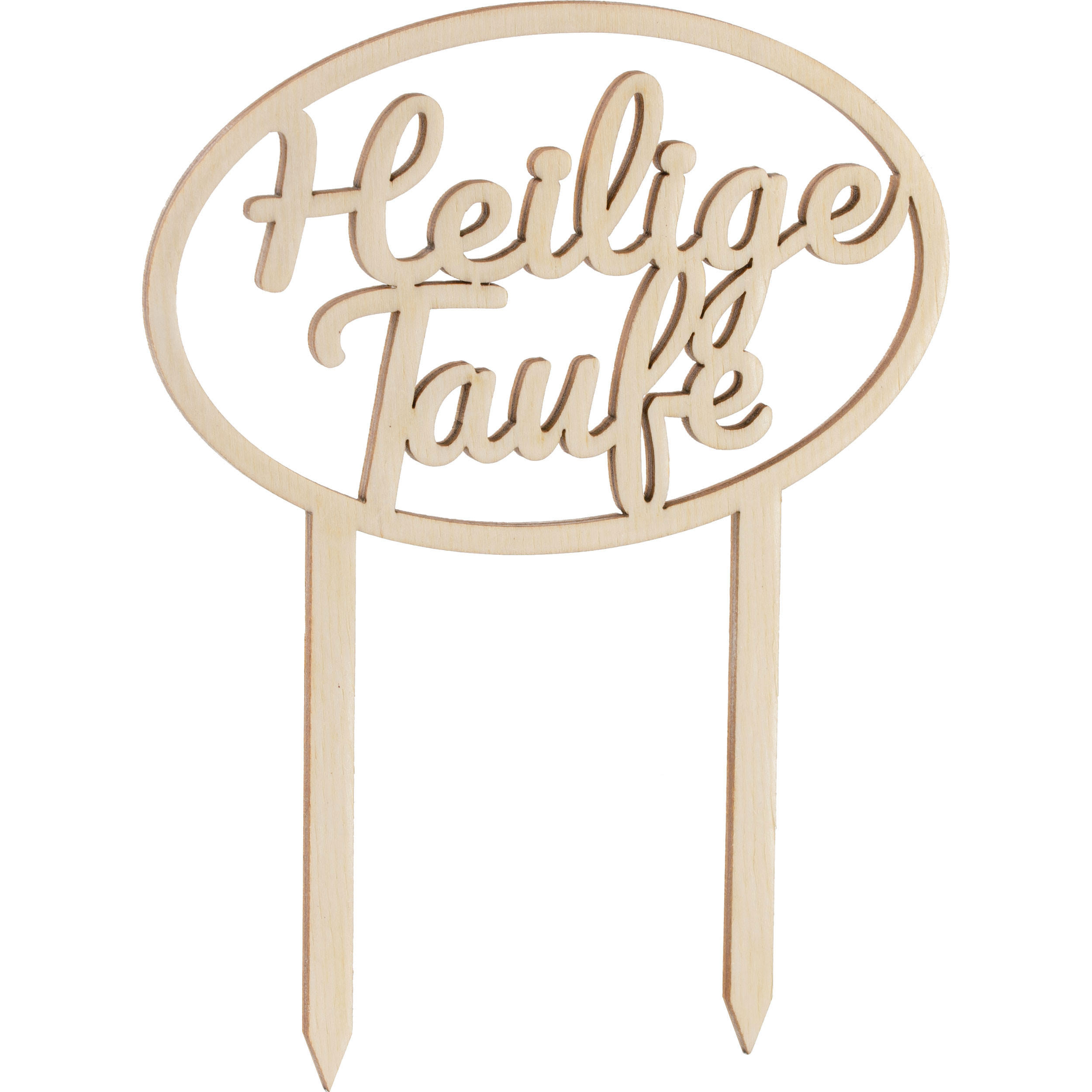 TORTENSTECKER mit Schriftzug Heilige Taufe, Birkensperrholz - Braun, Holz (14.5/1/12cm) - Folkroll